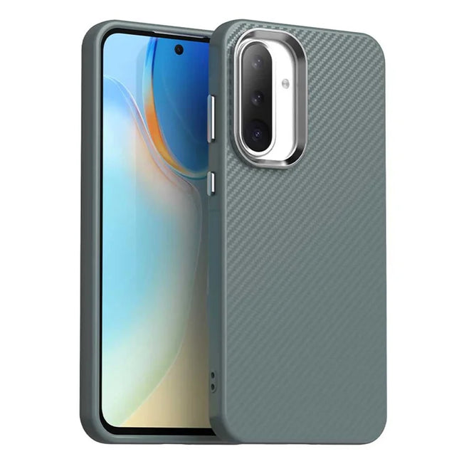 For Samsung Galaxy A36 5G Case Hybrid Phone Back Cover Carbon Fiber Texture - Grey