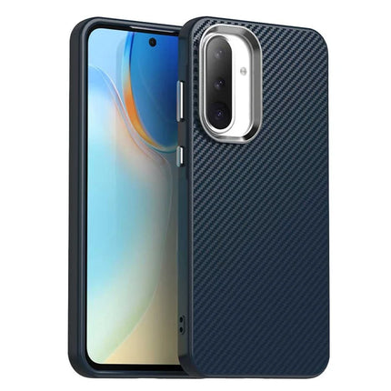 For Samsung Galaxy A36 5G Case Hybrid Phone Back Cover Carbon Fiber Texture - Blue