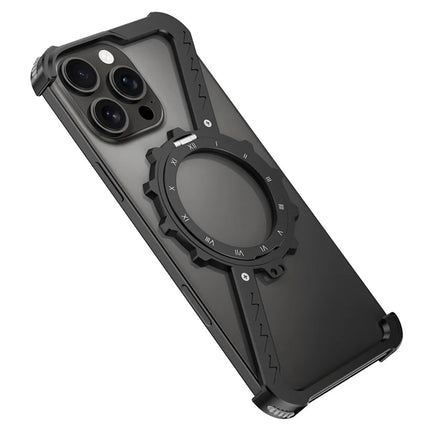 For iPhone 16 Pro Max Kickstand Case Compatible with MagSafe Z Shape Bumper Phone Cover - Black