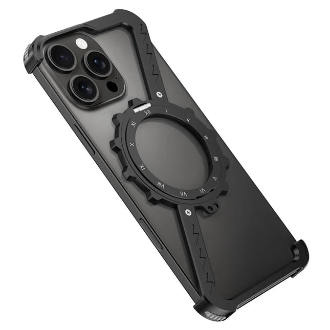 For iPhone 16 Pro Max Kickstand Case Compatible with MagSafe Z Shape Bumper Phone Cover - Black