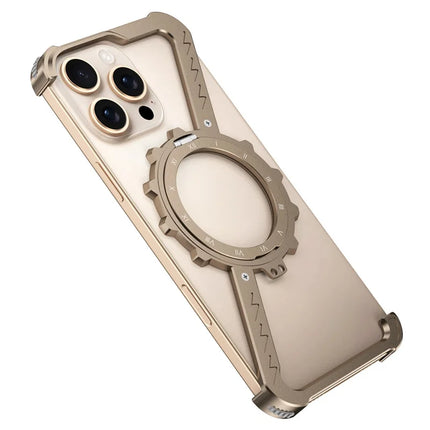 For iPhone 16 Pro Max Kickstand Case Compatible with MagSafe Z Shape Bumper Phone Cover - Desert Gold