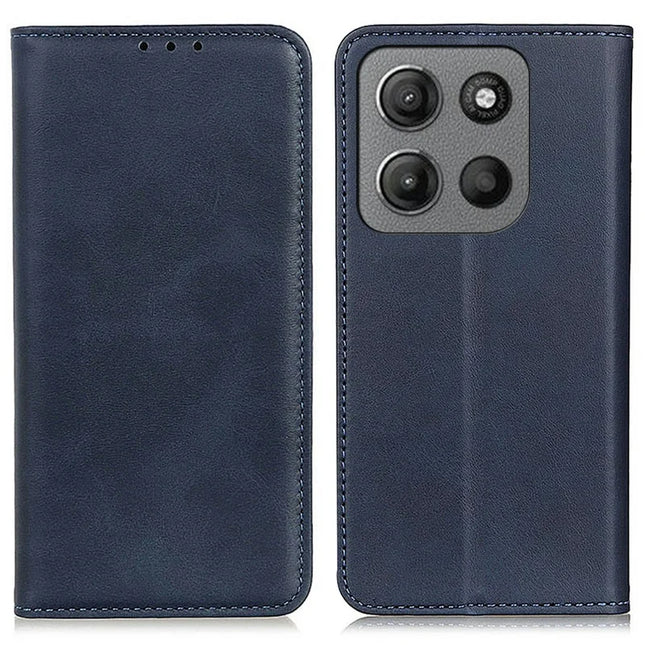 For Motorola Moto G15 4G Case Split Leather Flip Wallet Phone Cover - Blue