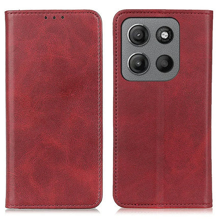 For Motorola Moto G15 4G Case Split Leather Flip Wallet Phone Cover - Red