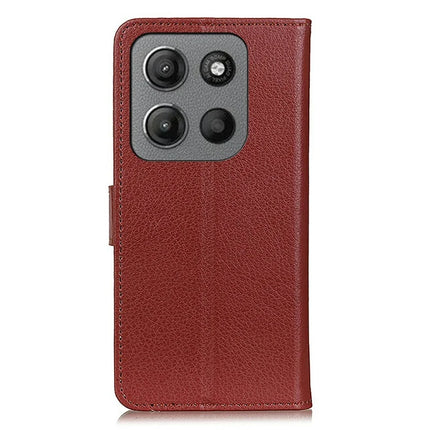 For Motorola Moto G15 4G Wallet Case PU Leather Phone Cover Litchi Texture