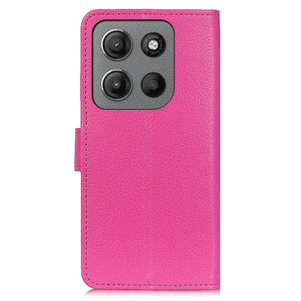 For Motorola Moto G15 4G Wallet Case PU Leather Phone Cover Litchi Texture