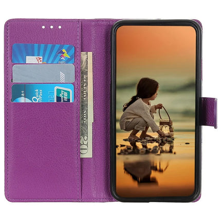 For Motorola Moto G15 4G Wallet Case PU Leather Phone Cover Litchi Texture