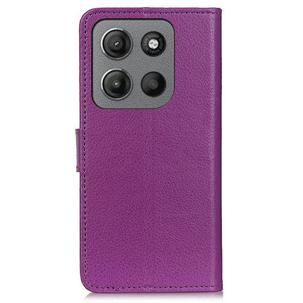 For Motorola Moto G15 4G Wallet Case PU Leather Phone Cover Litchi Texture
