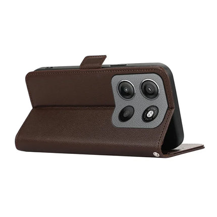 ABEEL For Motorola Moto G15 4G Case Litchi Texture Leather RFID Blocking Phone Cover