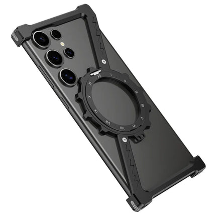 For Samsung Galaxy S23 Ultra Kickstand Case Compatible with MagSafe Z Shape Bumper Phone Cover - Black