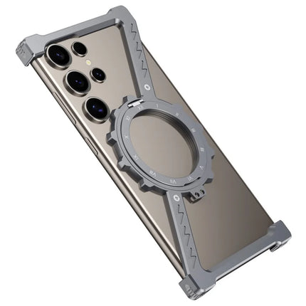 For Samsung Galaxy S23 Ultra Kickstand Case Compatible with MagSafe Z Shape Bumper Phone Cover - Dark Grey