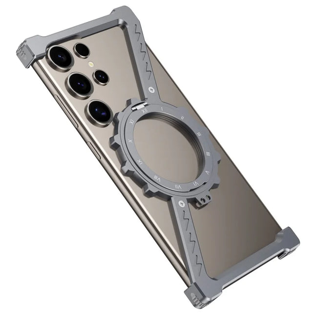For Samsung Galaxy S23 Ultra Kickstand Case Compatible with MagSafe Z Shape Bumper Phone Cover - Dark Grey