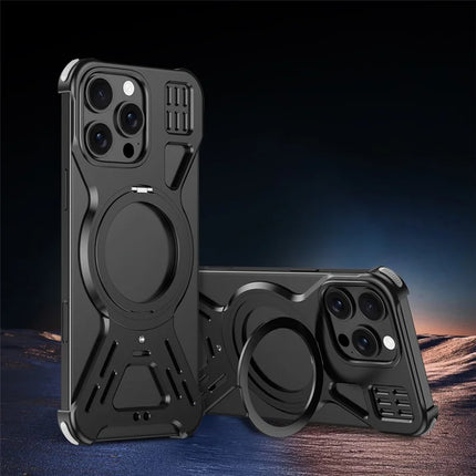 For iPhone 16 Pro Max Bumper Case Compatible with MagSafe Kickstand Metal Phone Cover