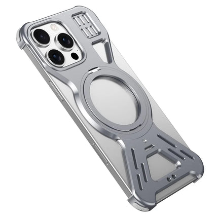 For iPhone 16 Pro Max Bumper Case Compatible with MagSafe Kickstand Metal Phone Cover - Dark Grey