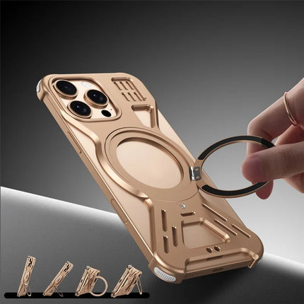 For iPhone 16 Pro Max Bumper Case Compatible with MagSafe Kickstand Metal Phone Cover