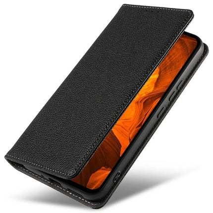 For Samsung Galaxy A36 5G Case Magnetic Litchi Texture Wallet Leather Phone Cover with Wrist Strap