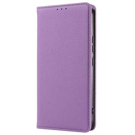 For Samsung Galaxy A36 5G Case Magnetic Litchi Texture Wallet Leather Phone Cover with Wrist Strap