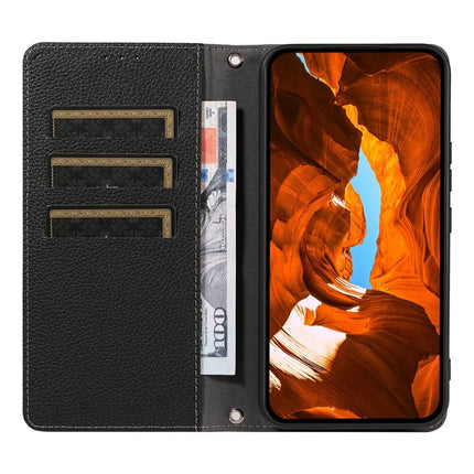 For Samsung Galaxy A36 5G Case Magnetic Litchi Texture Wallet Leather Phone Cover with Wrist Strap