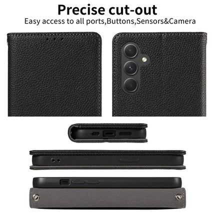 For Samsung Galaxy A36 5G Case Magnetic Litchi Texture Wallet Leather Phone Cover with Wrist Strap