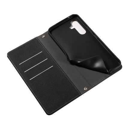 For Samsung Galaxy A36 5G Case Magnetic Litchi Texture Wallet Leather Phone Cover with Wrist Strap