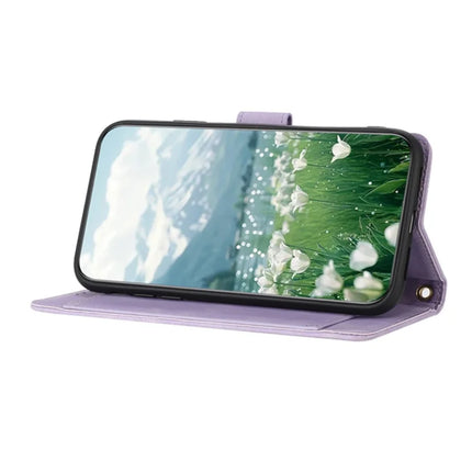 For Motorola Edge (2024) 5G Tulip Leather Case Phone Cover with 5 Card Slots Wallet