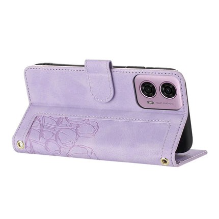For Motorola Edge (2024) 5G Tulip Leather Case Phone Cover with 5 Card Slots Wallet