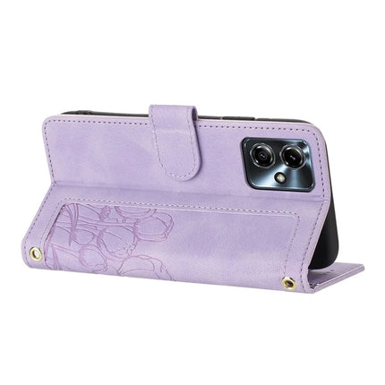 For Motorola Moto G54 5G Tulip Leather Case Phone Cover with 5 Card Slots Wallet
