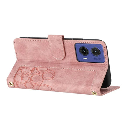 For Motorola Moto G85 5G / S50 Neo 5G Tulip Leather Case Phone Cover with 5 Card Slots Wallet