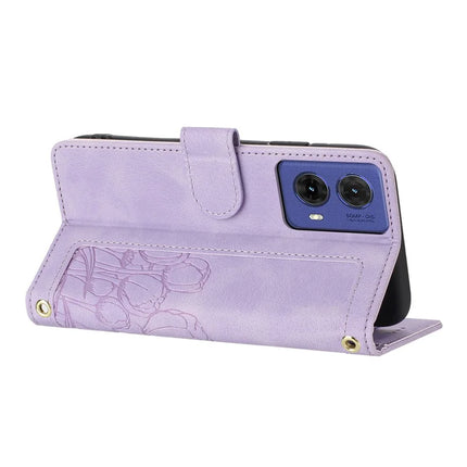 For Motorola Moto G85 5G / S50 Neo 5G Tulip Leather Case Phone Cover with 5 Card Slots Wallet
