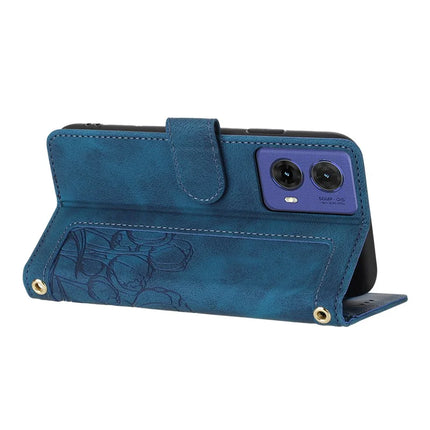 For Motorola Moto G85 5G / S50 Neo 5G Tulip Leather Case Phone Cover with 5 Card Slots Wallet