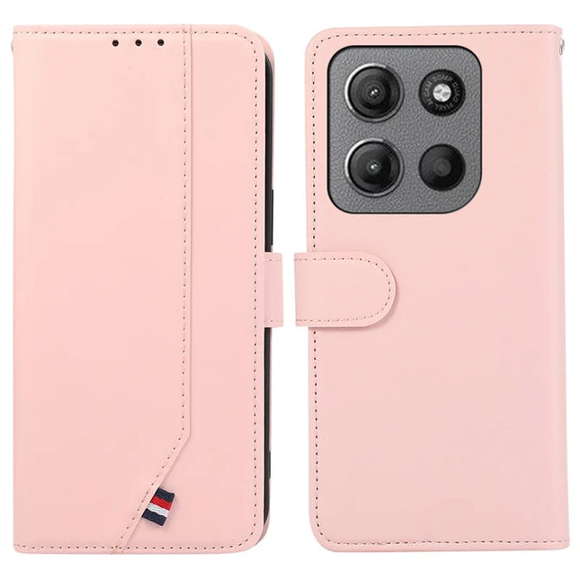 For Motorola Moto G15 4G Case RFID Blocking Flip Leather Phone Cover - Pink