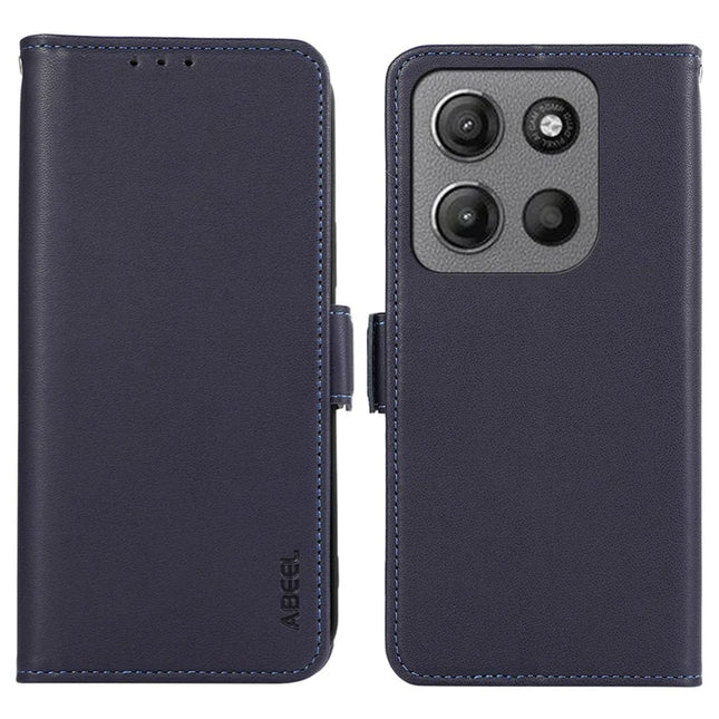 ABEEL For Motorola Moto G15 4G Case Leather Phone Cover with RFID Blocking Wallet - Blue