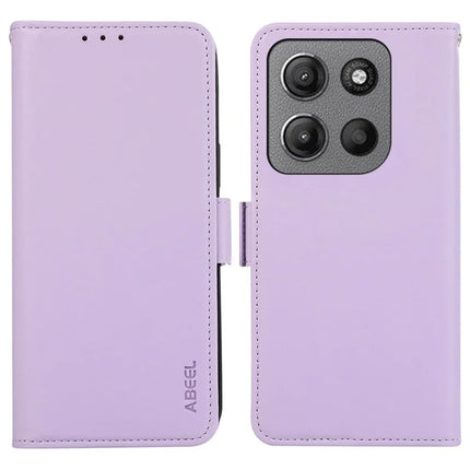 ABEEL For Motorola Moto G15 4G Case Leather Phone Cover with RFID Blocking Wallet - Purple