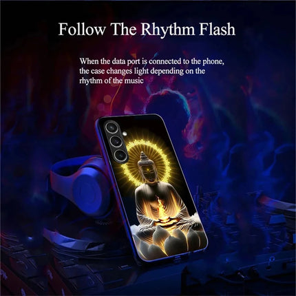 For Samsung Galaxy A26 5G Case Call Flash Series Pattern Printing Tempered Glass + TPU Combo Phone Case