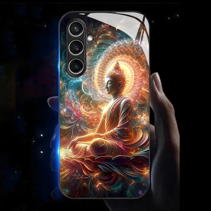 For Samsung Galaxy A26 5G Case Call Flash Series Pattern Printing Tempered Glass + TPU Combo Phone Case - Colorful Buddha