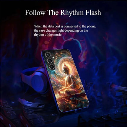 For Samsung Galaxy A26 5G Case Call Flash Series Pattern Printing Tempered Glass + TPU Combo Phone Case