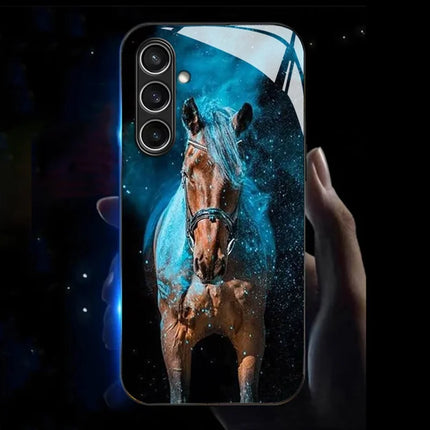 For Samsung Galaxy A36 5G Case Call Flash Series Pattern Printing Tempered Glass + TPU Combo Phone Case - Starlight Horse