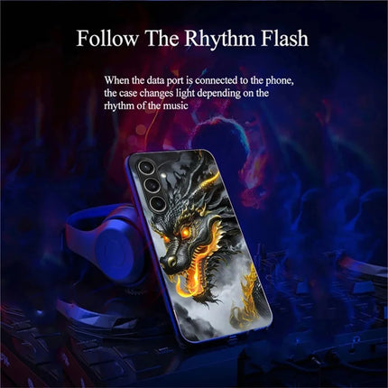 For Samsung Galaxy A56 5G Case Call Flash Series Pattern Printing Tempered Glass + TPU Combo Phone Case