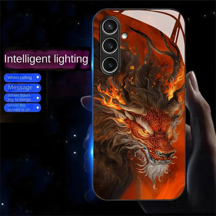 For Samsung Galaxy A56 5G Case Call Flash Series Pattern Printing Tempered Glass + TPU Combo Phone Case