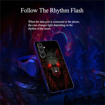 For Samsung Galaxy A56 5G Case Call Flash Series Pattern Printing Tempered Glass + TPU Combo Phone Case