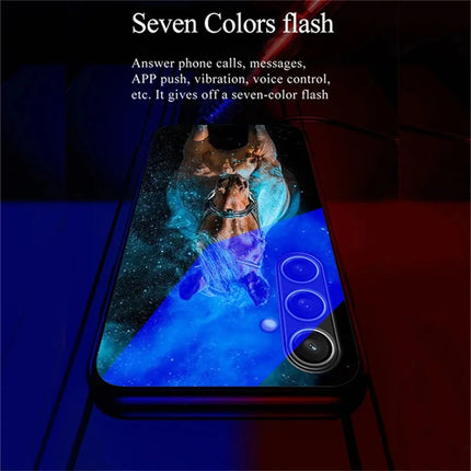 For Samsung Galaxy A56 5G Case Call Flash Series Pattern Printing Tempered Glass + TPU Combo Phone Case