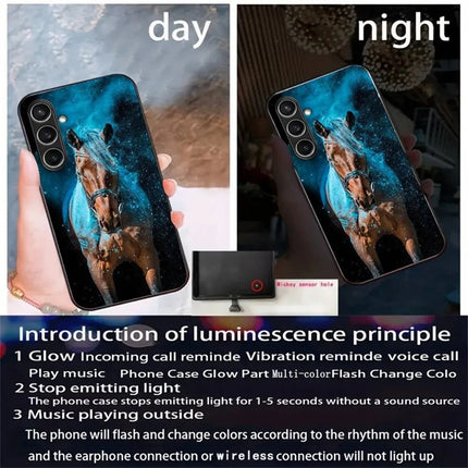 For Samsung Galaxy A56 5G Case Call Flash Series Pattern Printing Tempered Glass + TPU Combo Phone Case