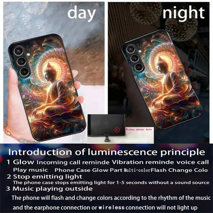 For Samsung Galaxy A56 5G Case Call Flash Series Pattern Printing Tempered Glass + TPU Combo Phone Case