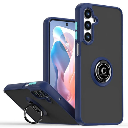 For Samsung Galaxy A16 5G  /  4G Case PC + TPU Ring Kickstand Anti Drop Phone Back Cover - Sapphire  /  Sky Blue