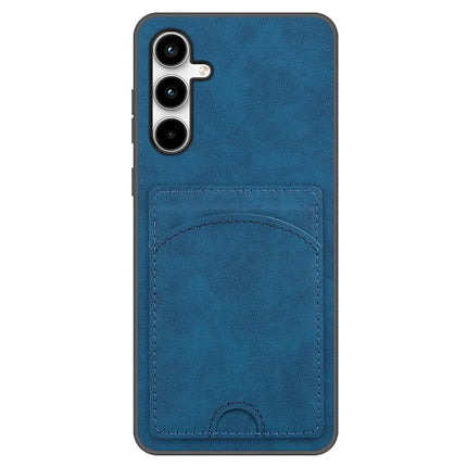 For Samsung Galaxy A36 5G Case Kickstand Leather Coated TPU Phone Cover with Card Slot - Blue