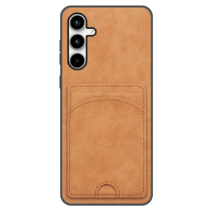 For Samsung Galaxy A56 5G Case Kickstand Leather Coated TPU Phone Cover with Card Slot - Orange