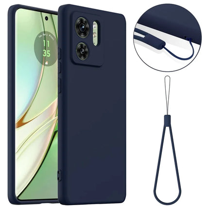 For Motorola Edge 40 5G Case Compatible with MagSafe Anti-Drop Liquid Silicone Phone Cover with Lanyard - Dark Blue