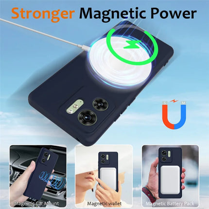For Motorola Edge 40 5G Case Compatible with MagSafe Anti-Drop Liquid Silicone Phone Cover with Lanyard