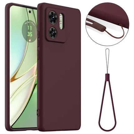 For Motorola Edge 40 5G Case Compatible with MagSafe Anti-Drop Liquid Silicone Phone Cover with Lanyard - Wine Red