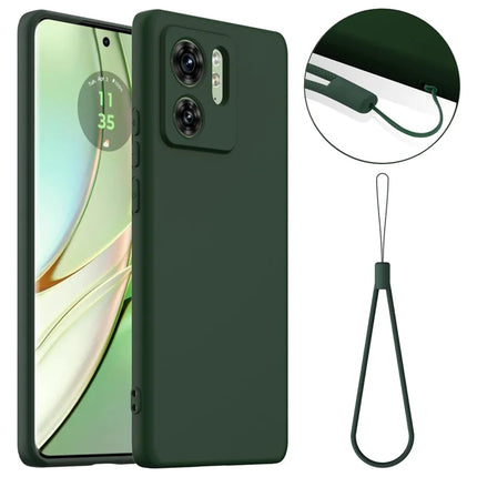 For Motorola Edge 40 5G Case Compatible with MagSafe Anti-Drop Liquid Silicone Phone Cover with Lanyard - Dark Green