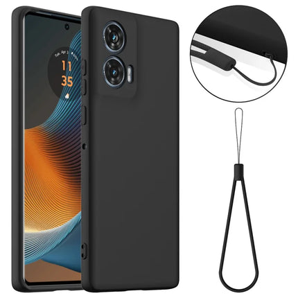 For Motorola Edge 50 Fusion 5G Case Compatible with MagSafe Anti-Drop Liquid Silicone Phone Cover with Lanyard - Black
